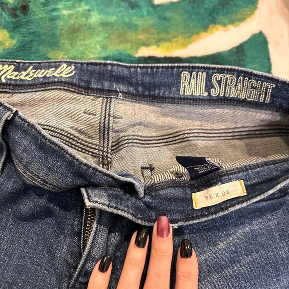 Madewell Sz 6 (28) Rail Straight Low Rise Jeans Stretch Womens Medium Wash - Picture 2 of 15